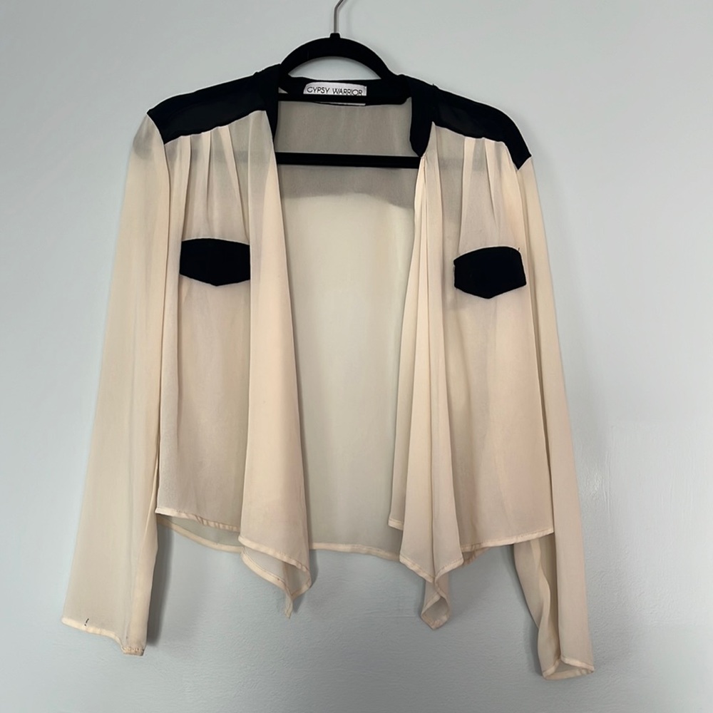 Sheer Cream and Black Over Blouse